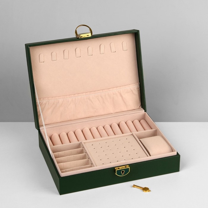 Подставка для украшений &laquo;Шкатулка&raquo; 1 ярус, 17&times;23&times;6,5 см, цвет зелёный