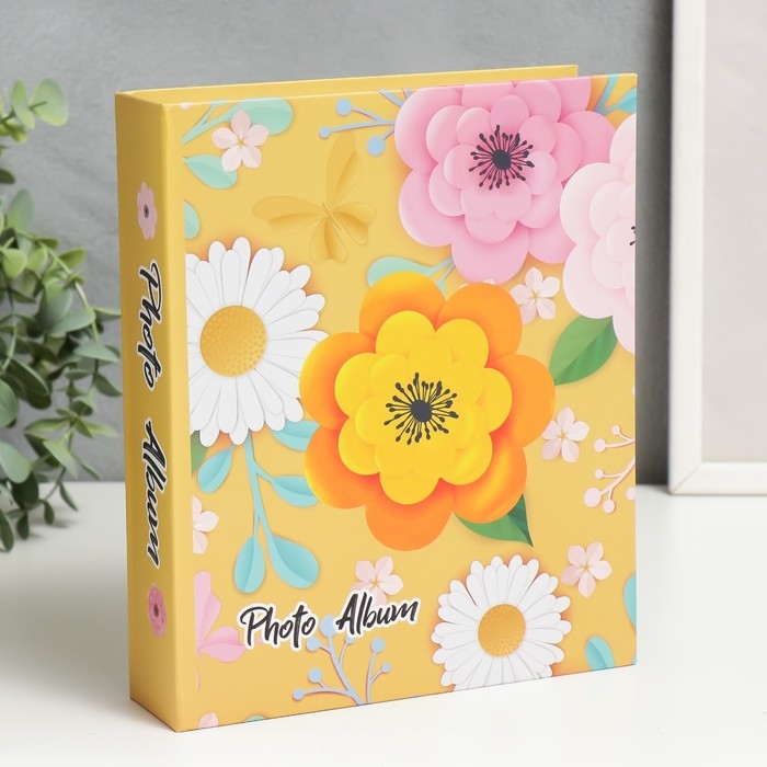 Фотоальбом на 80 фото 10х15 см 3D "Цветы и бабочки из бумаги" в коробке МИКС 23х5,5х19 см