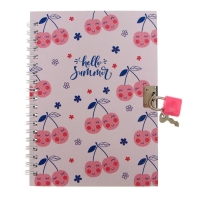 Записная книжка на замочке "Ягоды/Фрукты" А5-, 45 листов, в линейку, на гребне, МИКС Записная книжка на замочке "Ягоды/Фрукты" А5-, 45 листов, в линейку, на гребне, МИКС