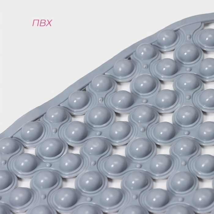 Коврик противоскользящий в ванну на присосках Доляна «Колли», 39×70 см, цвет серый Коврик противоскользящий в ванну на присосках Доляна «Колли», 39×70 см, цвет серый