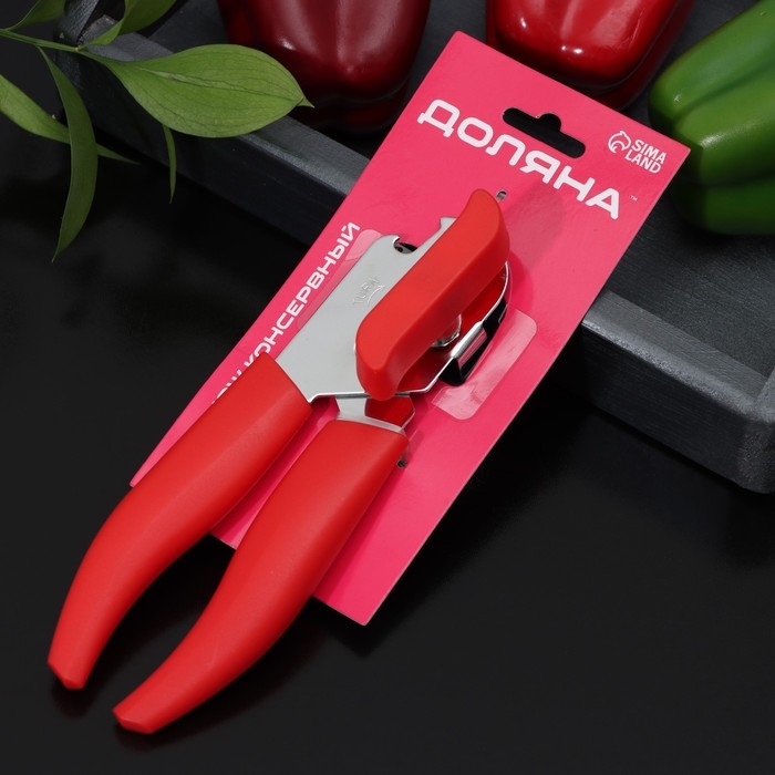 Нож консервный Доляна «Волна», 20 см, цвет красный Нож консервный Доляна «Волна», 20 см, цвет красный