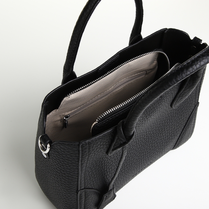 Сумка женская на молнии, TEXTURA, маленький размер, цвет чёрный