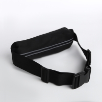 Сумка поясная на молнии, светоотражающие элементы, цвет чёрный Сумка поясная на молнии, светоотражающие элементы, цвет чёрный