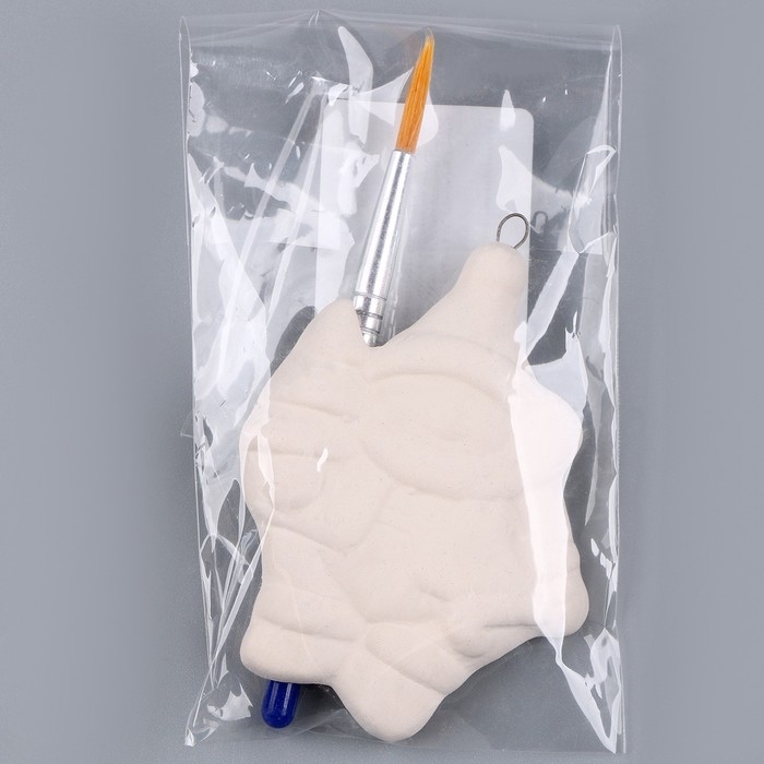 Новый год! Ёлочное украшение под раскраску &laquo;Снеговик с елкой&raquo; с подвесом, кисть