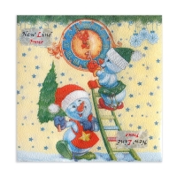 Новый год. Салфетки бумажные Fresco "Снеговички-Часовички", 2 слоя, 33*33 см, 20 листов