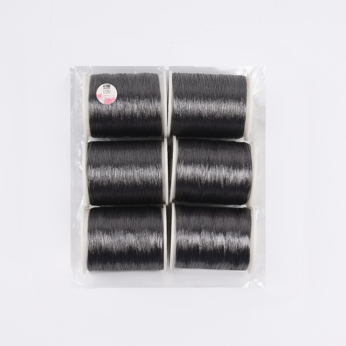 Набор металлизированных ниток, 91 &plusmn; 1 м, 6 шт, цвет серый