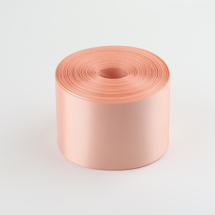 Лента атласная, 100 мм &times; 100 &plusmn; 5 м, цвет пудровый МИКС