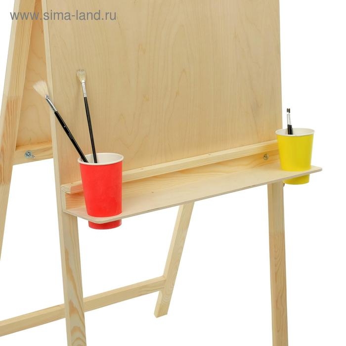 Мольберт тип «Хлопушка», двусторонний, 120 х 60 х 65 см, планшет 60 х 60 см, полка с двумя подстаканниками, неокрашенное дерево, Calligrata Мольберт тип «Хлопушка», двусторонний, 120 х 60 х 65 см, планшет 60 х 60 см, полка с двумя подстаканниками, неокрашенное дерево, Calligrata