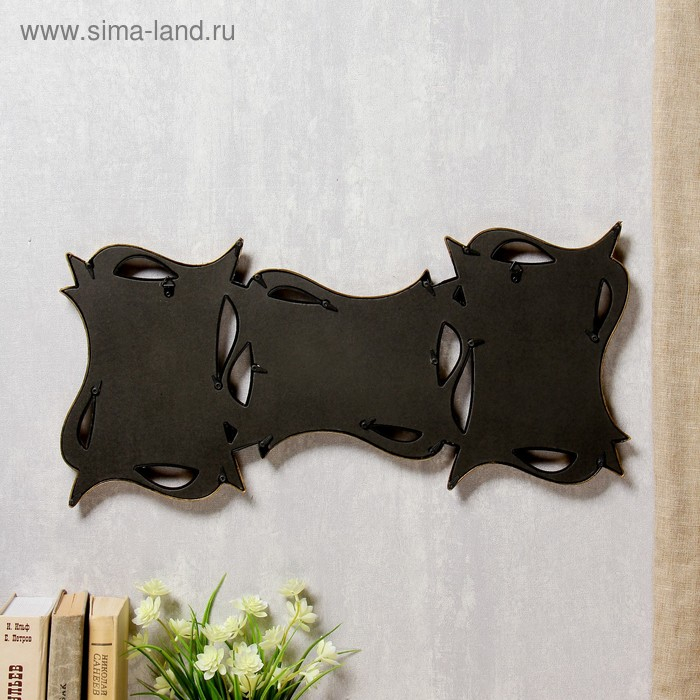 Фоторамка пластик на 3 фото 10х15 см Фоторамка пластик на 3 фото 10х15 см "Плавные линии" т.золото 25х55,5 см