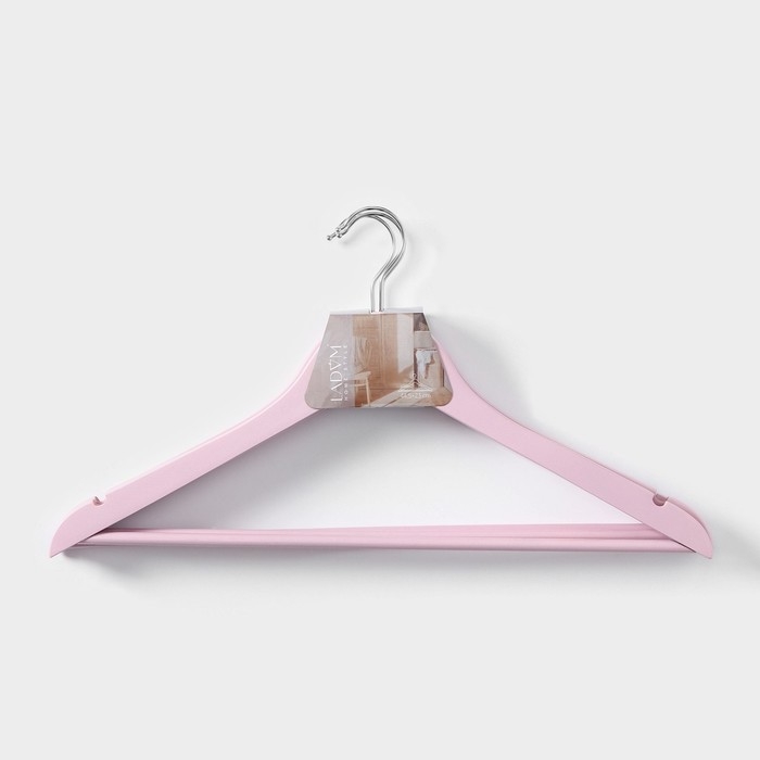Плечики - вешалки LaDо́m Brillant, 44,5&times;23&times;1,2 см, 3 шт, деревянные, широкие плечики, цвет розовый