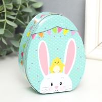 Шкатулка металл яйцо "Цыплёнок на голове у зайчика" 11,7х9,2х4,5 см Шкатулка металл яйцо "Цыплёнок на голове у зайчика" 11,7х9,2х4,5 см