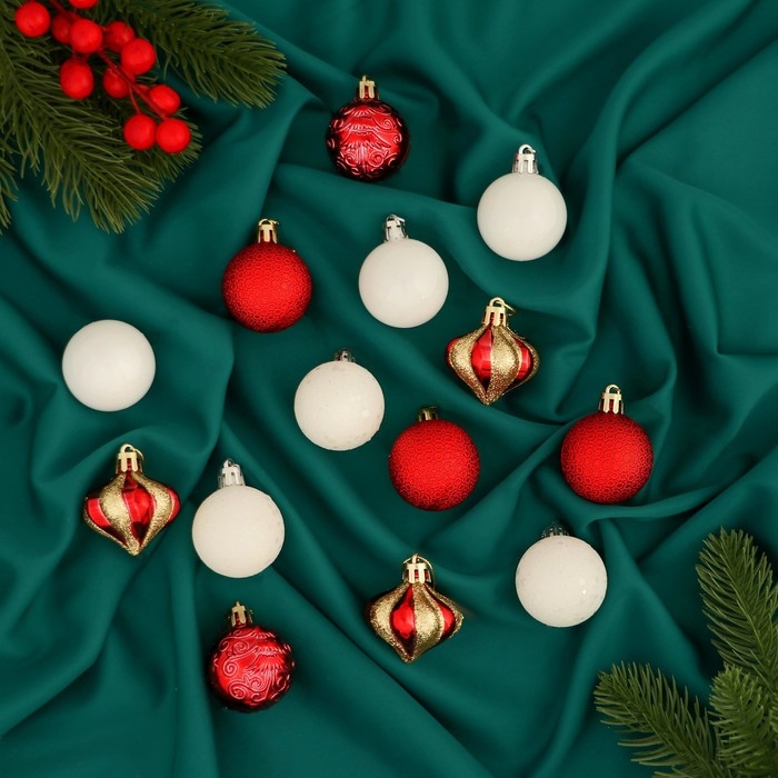 Набор шаров пластик d-4 см, 30 шт Набор шаров пластик d-4 см, 30 шт "Агнет" полосы орнамент, микс