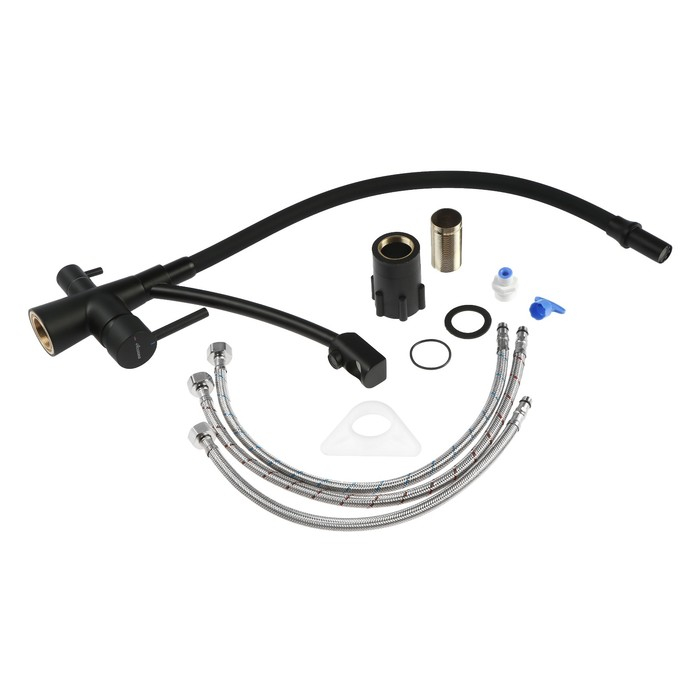 Cмеситель для кухни Accoona A5179FF-13, однорычажный, с выходом для питьевой воды, черный