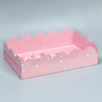 Коробка для печенья, кондитерская упаковка с PVC крышкой, &laquo;Тюльпаны&raquo;, 20 х 30 х 8 см