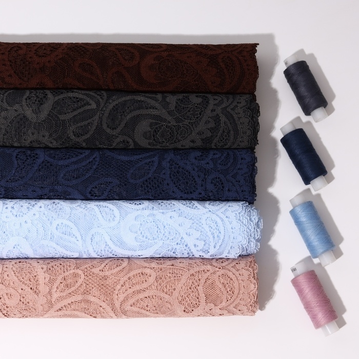 Кружевная эластичная ткань, 235 мм &times; 2,7 &plusmn; 0,5 м, цвет розово-бежевый