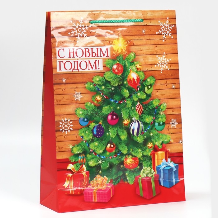 Пакет подарочный новогодний ламинированный &laquo;В кругу семьи&raquo;, L 28 х 38 х 9 см, Новый год