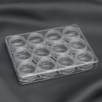 Контейнер для рукоделия, 12 баночек d = 2,3 см, 12,5 &times; 9,5 &times; 2 см, цвет прозрачный