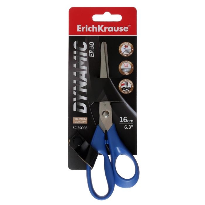 Ножницы ErichKrause Dynamic, 16 см, лезвия из нержавеющей стали, ударопрочный пластик, европодвес, МИКС Ножницы ErichKrause Dynamic, 16 см, лезвия из нержавеющей стали, ударопрочный пластик, европодвес, МИКС