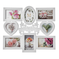 Фоторамка пластик на 8 фото 10х10, 10х15 см "Оливки" белая 43х48 см