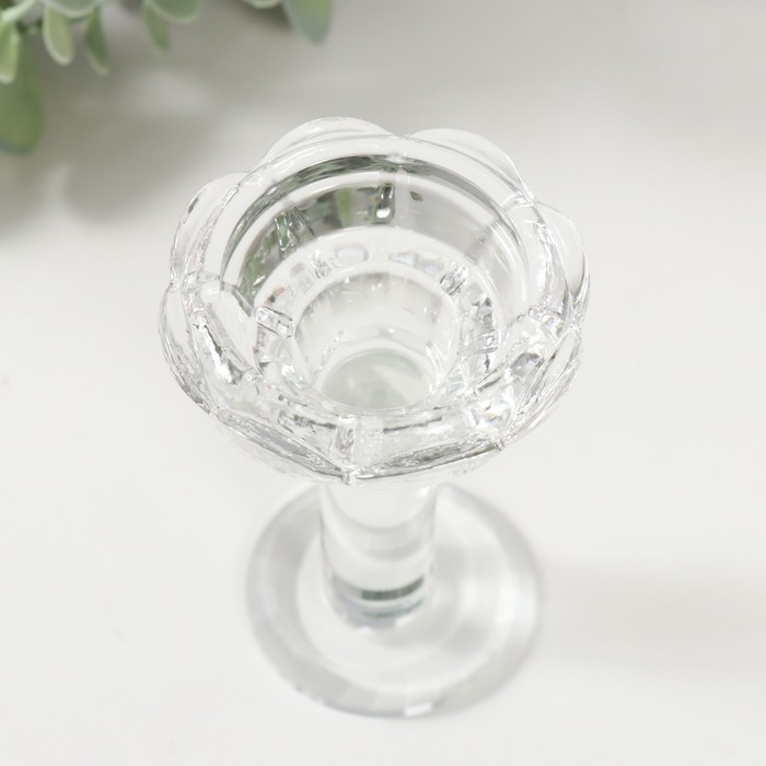 Подсвечник стекло на 1 свечу "Бутон на ножке" d=2 и 3,5см 6,7х6,7х10,5 см