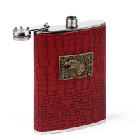 Подарочный набор 6 в 1 "Орёл": фляжка 270 мл + 4 рюмки в коже, воронка