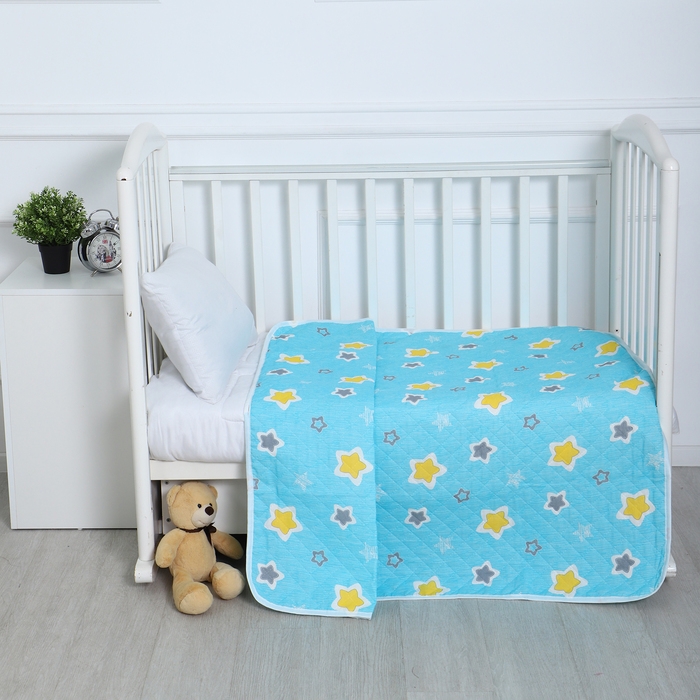 Покрывало Звездочки 110х140см, бирюза, бязь 120г/м, хл 100%