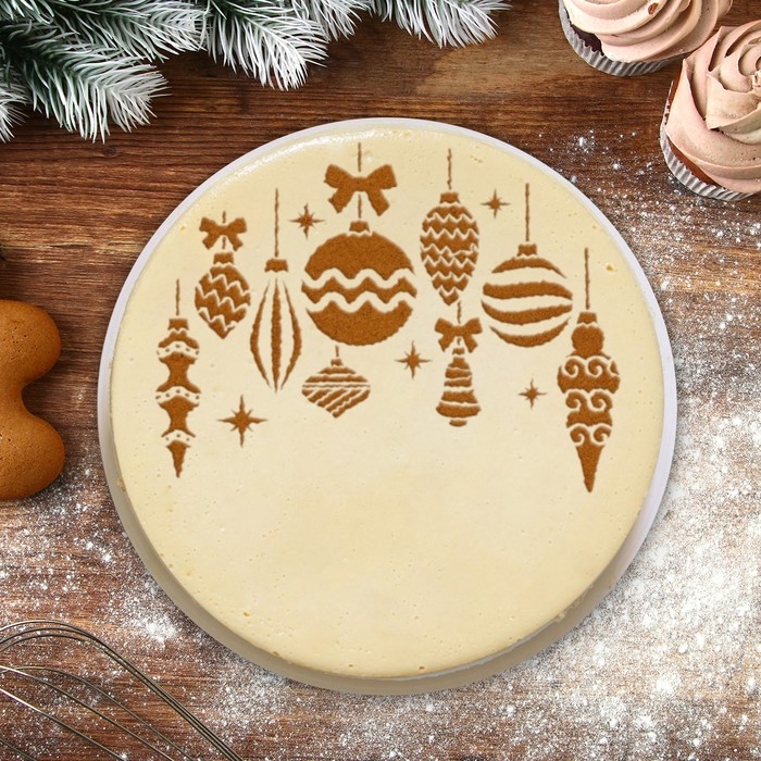 Новый год. Набор круглых трафаретов &laquo;Новогодний&raquo;, 22.4 х 19 см, 6 шт