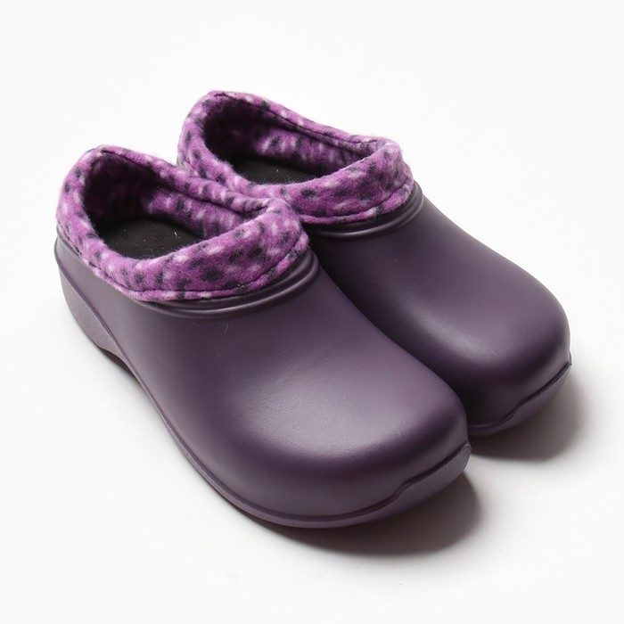 Галоши женские утепленные Галоши женские утепленные "Коро с отворотом" цвет баклажан/леопард чёрно-фиолет, размер 38