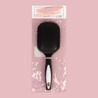 Расчёска массажная, широкая, с зеркалом, 8,3 &times; 24 см, цвет чёрный/белый