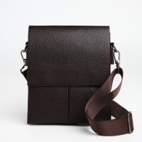 Сумка мужская через плечо TEXTURA, наружный карман, цвет коричневый