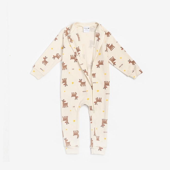 Комбинезон Крошка Я "Merry Xmas", рост 74-80 см, цвет бежевый