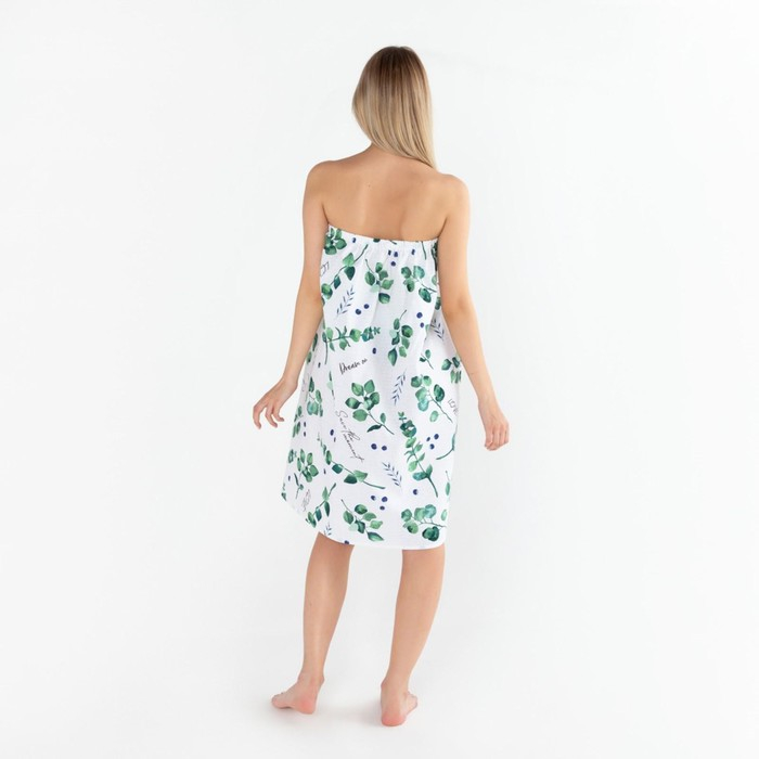 Полотенце для бани &laquo;Эвкалипт&raquo; женское парео, 80х150&plusmn;4 см, 100% хлопок, ваф. полотно, 160 гр/м2