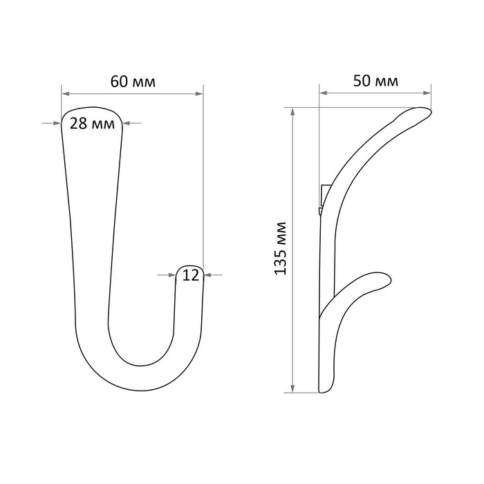Крючок мебельный CAPPIO DUCK, двухрожковый, черный Крючок мебельный CAPPIO DUCK, двухрожковый, черный