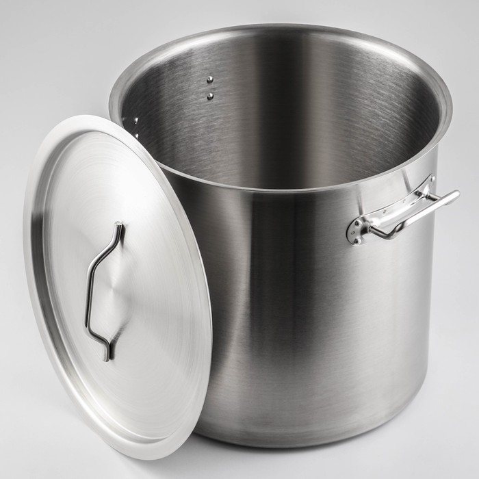 Кастрюля из нержавеющей стали Hanna Kn&ouml;vell HoReCa, 25 л, толщина 0,8 мм, 201 сталь, дно 3 мм, металлическая крышка, с теплораспределительным слоем, индукция