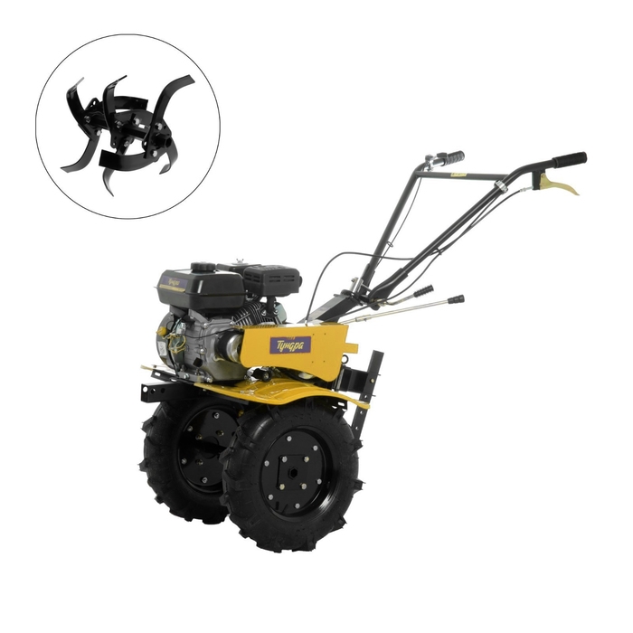 Мотоблок ТУНДРА, 7 л.с., чугунный редуктор, скорости 2/1, колеса 4.00-10 Мотоблок ТУНДРА, 7 л.с., чугунный редуктор, скорости 2/1, колеса 4.00-10", ручной старт