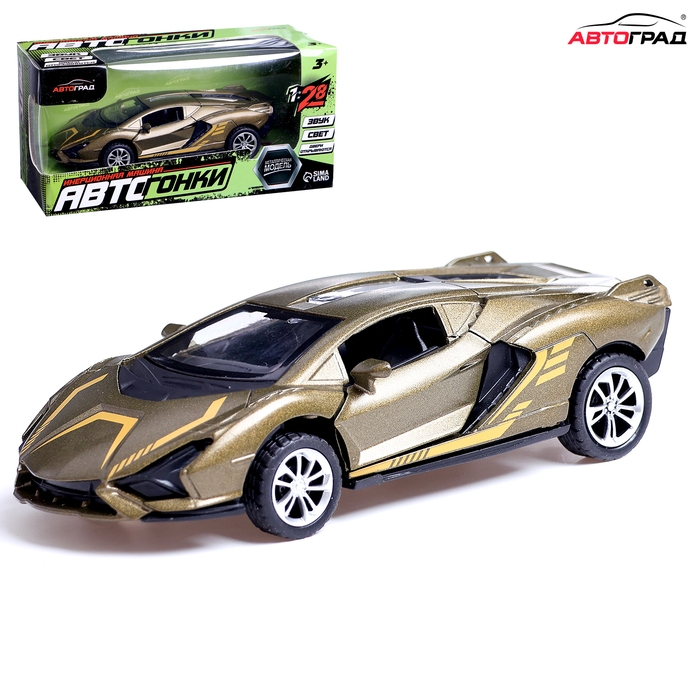 Машина металлическая &laquo;Купе&raquo;, инерционная, 1:28, световые и звуковые эффекты, открываются двери, цвет зелёный