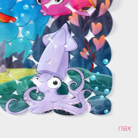 Коврик противоскользящий в ванну на присосках Доляна &laquo;Яркие рыбы&raquo;, 35&times;68 см