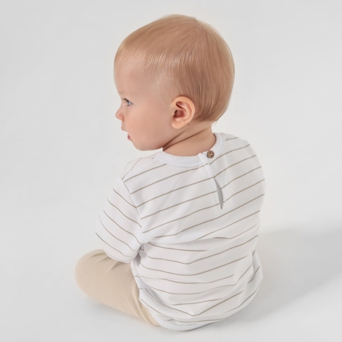 Лонгслив детский MINAKU: Basic Line BABY, цвет белый/бежевый, рост 68-74