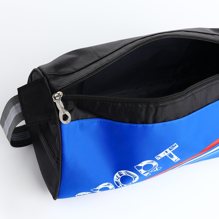 Сумка спортивная на молнии, боковой карман/сетка, регулируемый ремень, маленький размер, цвет чёрный/василёк Сумка спортивная на молнии, боковой карман/сетка, регулируемый ремень, маленький размер, цвет чёрный/василёк