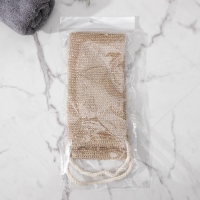 Мочалка-лента для тела массажная Доляна, 53&times;10 см, конопля, бежевая