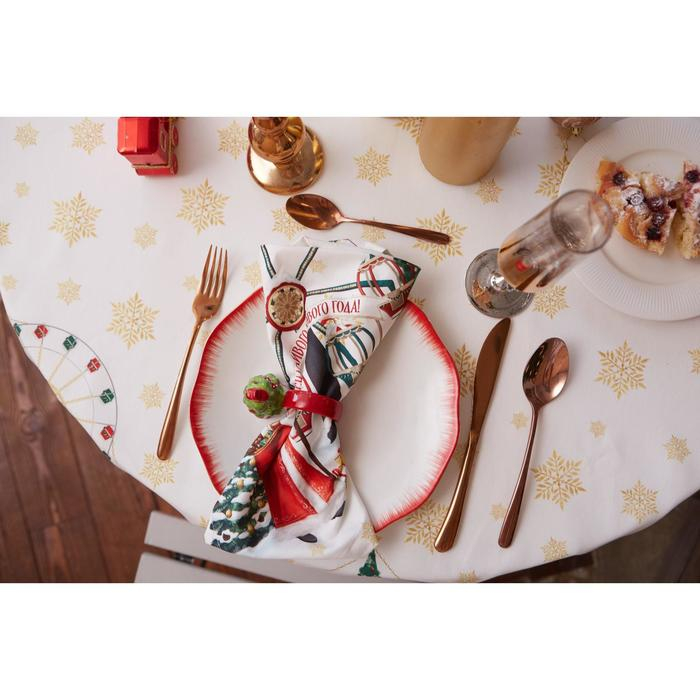 Скатерть новогодняя Этель &laquo;Новогодняя ярмарка&raquo; d=220 +/- 3см с ГМВО, 100% хлопок, саржа 190 гр/м2