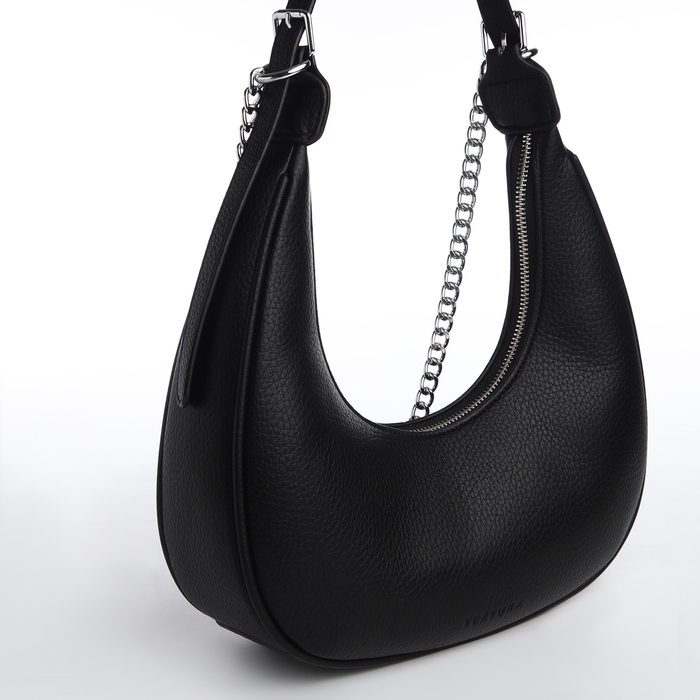 Сумка женская хобо на молнии TEXTURA, средний размер, цвет чёрный Сумка женская хобо на молнии TEXTURA, средний размер, цвет чёрный
