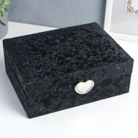 Шкатулка кожзам под часы 2 отделения и бижутерию "Под бархат" чёрная 8х15,5х20,5 см Шкатулка кожзам под часы 2 отделения и бижутерию "Под бархат" чёрная 8х15,5х20,5 см