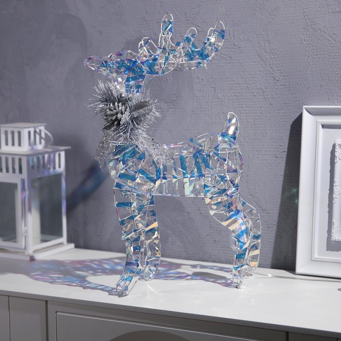Светодиодная фигура &laquo;Олень&raquo;, 30 &times; 52 &times; 14 см, текстиль, металл, 220 В, свечение тёплое белое