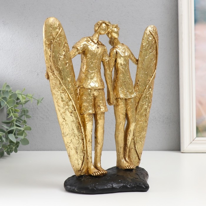 Сувенир полистоун Сувенир полистоун "Влюблённые сёрфингисты" золото 26х23,5х12,5 см