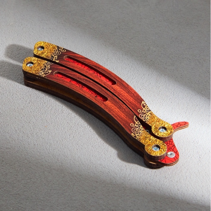 Сувенир деревянный &laquo;Нож бабочка&raquo; красные линии