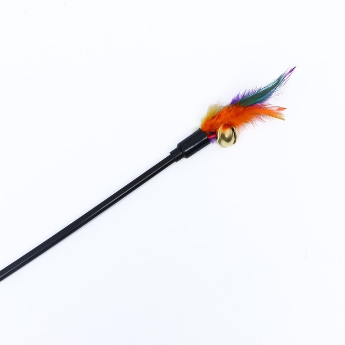 Дразнилка с пёрышками и бубенчиком, 46 см, микс цветов Дразнилка с пёрышками и бубенчиком, 46 см, микс цветов