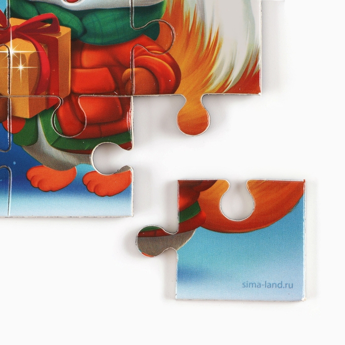 Пазл для детей магнитный деревянный &laquo;Новый год! Звери&raquo;, 21 х 15 см