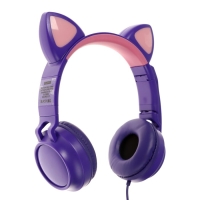 Наушники Qumo Game Cat Purple, игровые, микрофон, USB+3.5 мм, 2м, фиолетовые Наушники Qumo Game Cat Purple, игровые, микрофон, USB+3.5 мм, 2м, фиолетовые