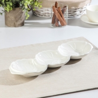 Менажница керамическая 3 ячейки &laquo;Лист&raquo;, 40&times;12&times;4 см, цвет белый